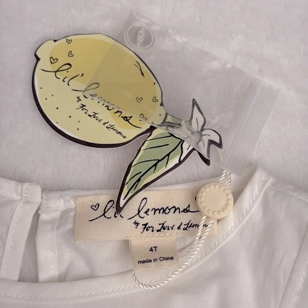 {NWT} Lil' Lemons by For Love and Lemons | Organic Cotton Ruffle Top White (4T) - Picture 5 of 14